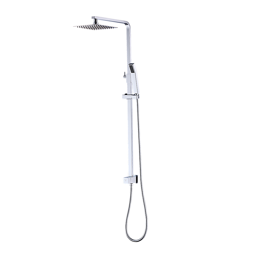 WELS 8 Rain Shower Head Set Square Dual Heads Faucet High Pressure With Mixer