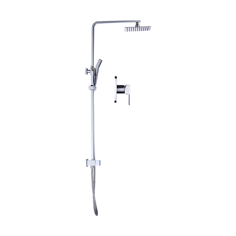 WELS 8 Rain Shower Head Set Square Dual Heads Faucet High Pressure With Mixer