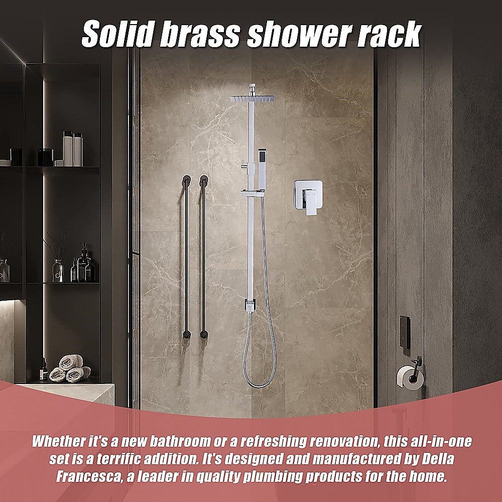 WELS 8 Rain Shower Head Set Square Dual Heads Faucet High Pressure With Mixer