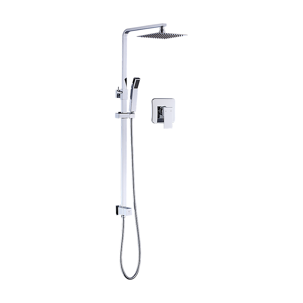 WELS 8 Rain Shower Head Set Square Dual Heads Faucet High Pressure With Mixer