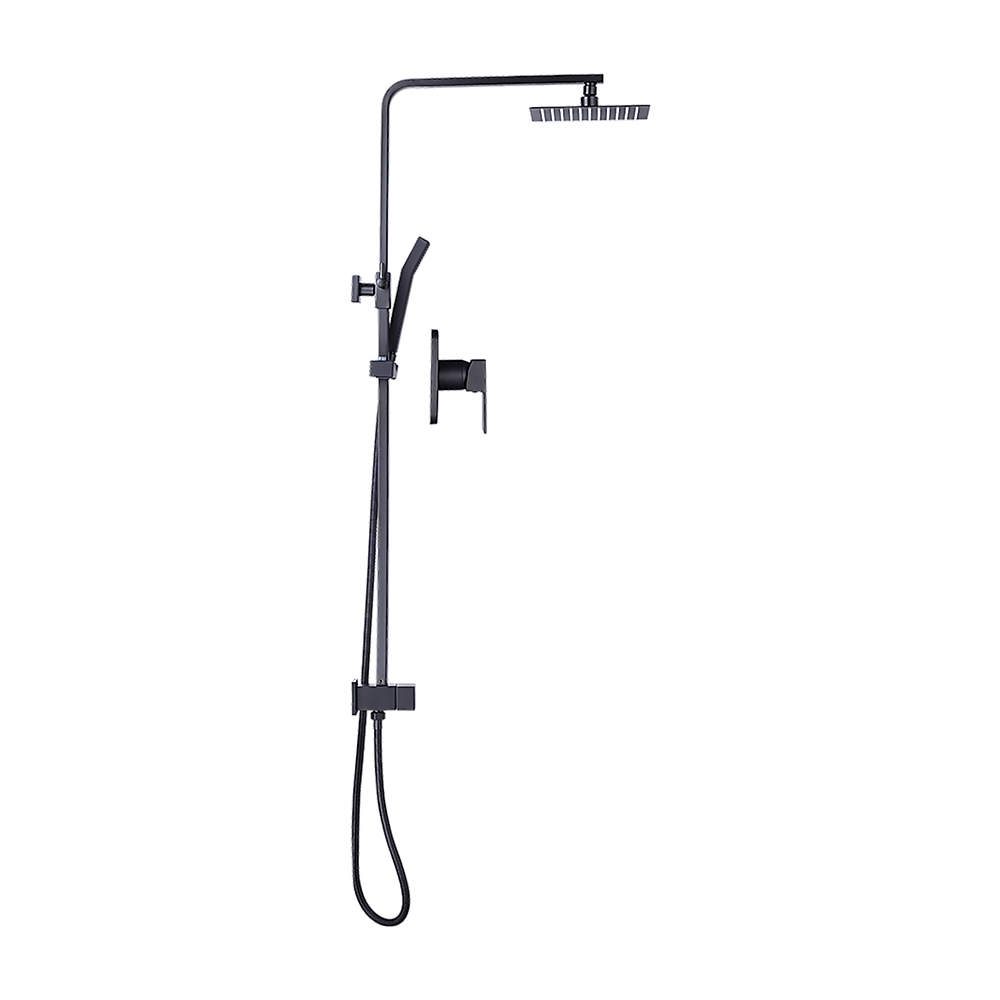 WELS 8 Rain Shower Head Set Square Dual Heads Faucet High Pressure With Mixer