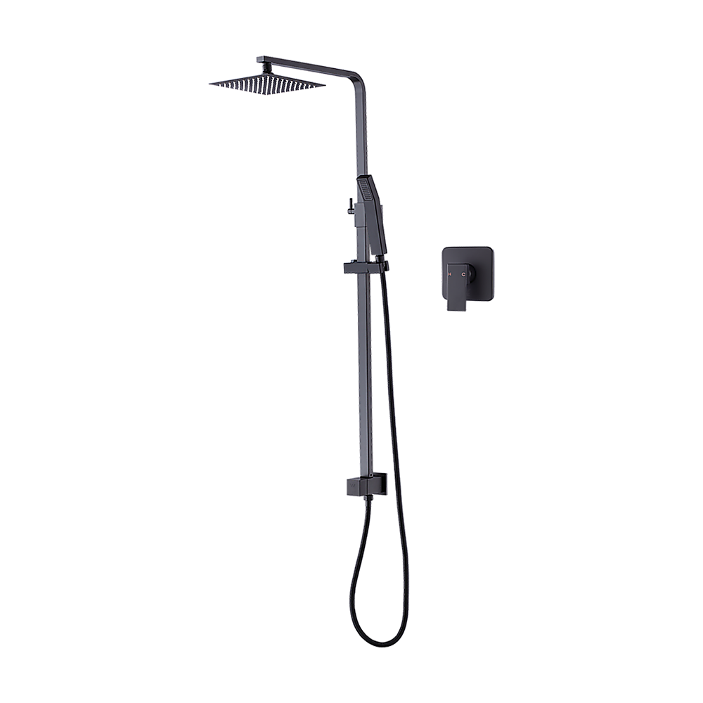 WELS 8 Rain Shower Head Set Square Dual Heads Faucet High Pressure With Mixer