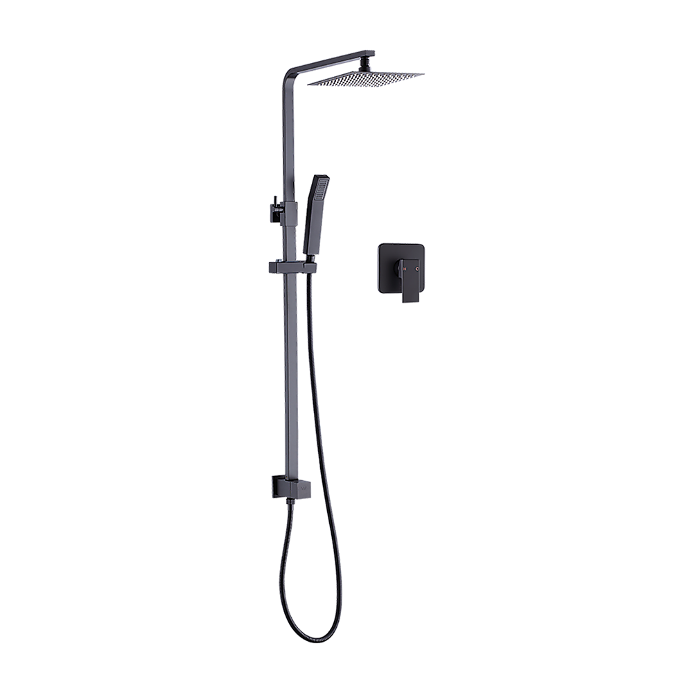 WELS 8 Rain Shower Head Set Square Dual Heads Faucet High Pressure With Mixer