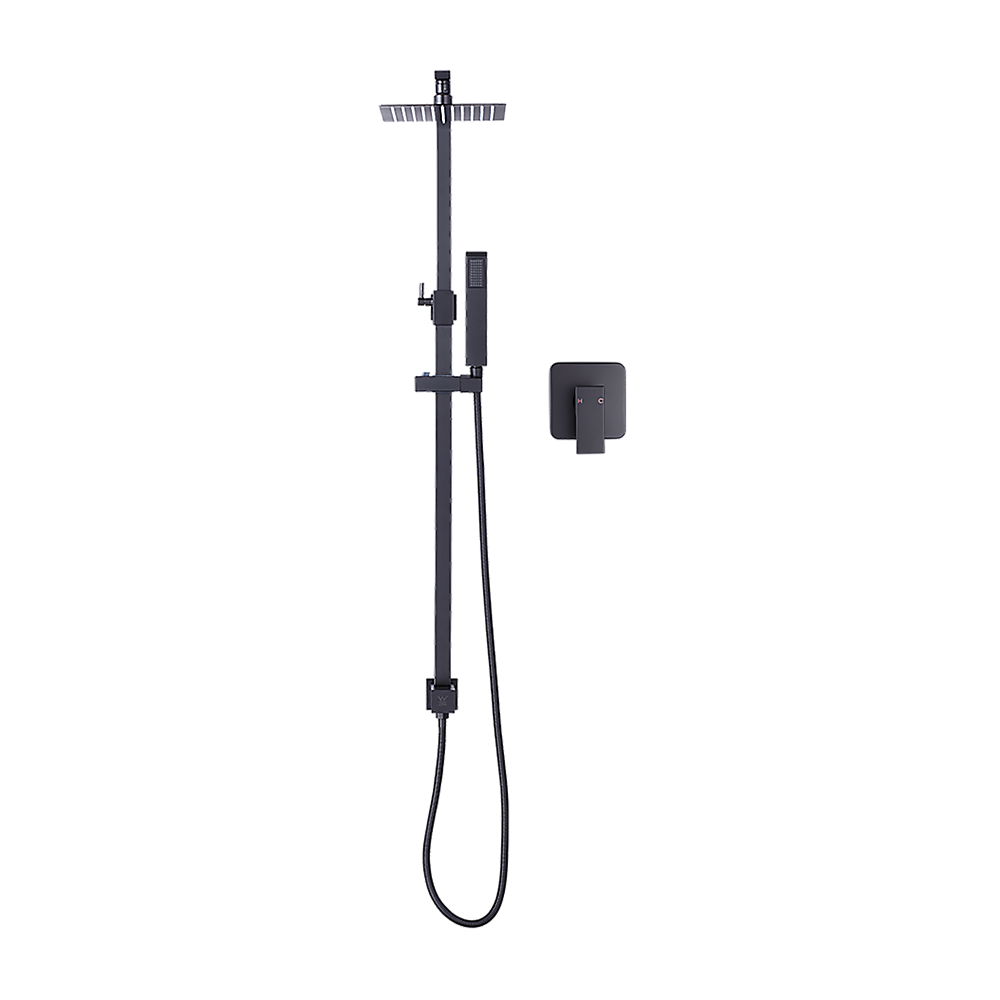 WELS 8 Rain Shower Head Set Square Dual Heads Faucet High Pressure With Mixer