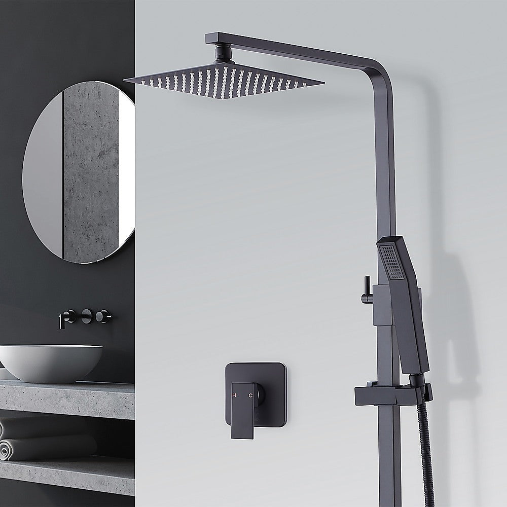 WELS 8 Rain Shower Head Set Square Dual Heads Faucet High Pressure With Mixer