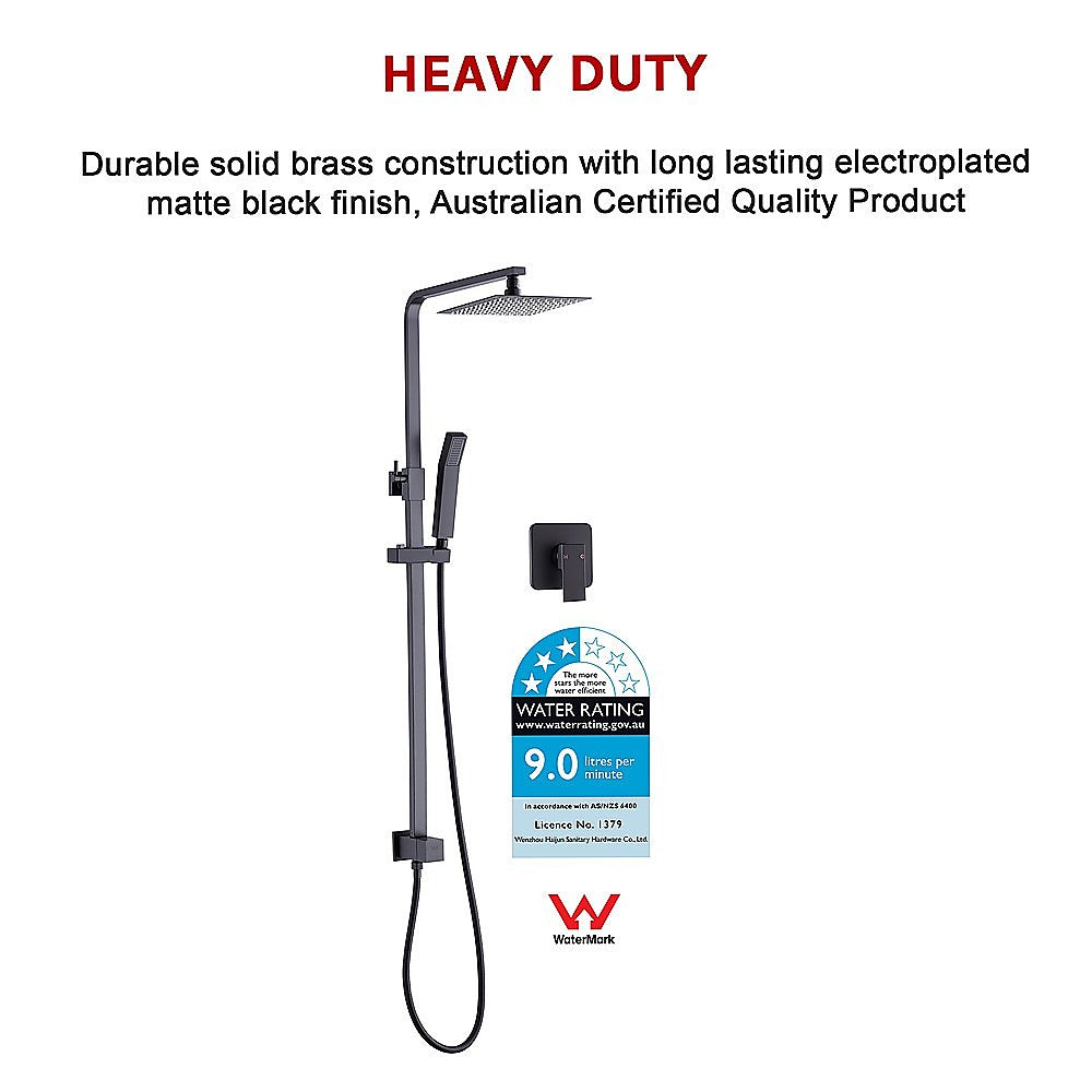 WELS 8 Rain Shower Head Set Square Dual Heads Faucet High Pressure With Mixer