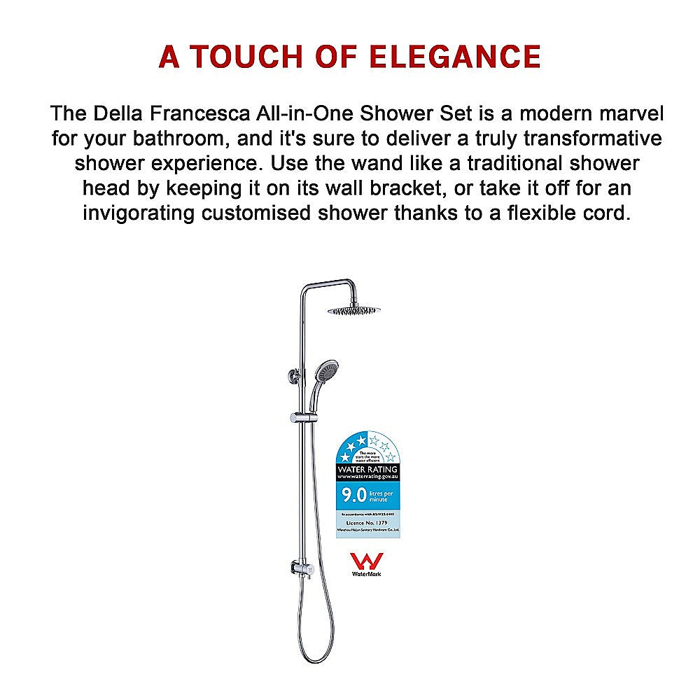 WELS 8 Rain Shower Head Set Rounded Dual Heads Faucet High Pressure Hand Held