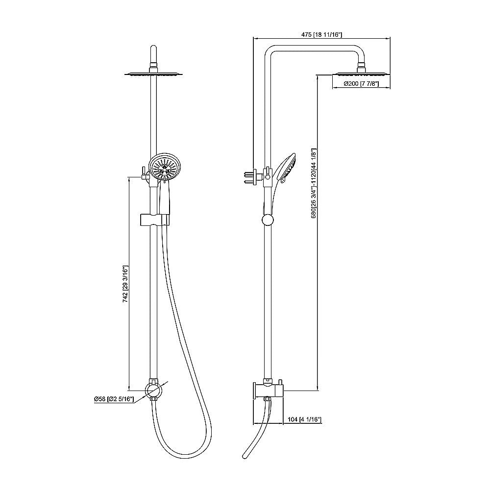 WELS 8 Rain Shower Head Set Rounded Dual Heads Faucet High Pressure Hand Held
