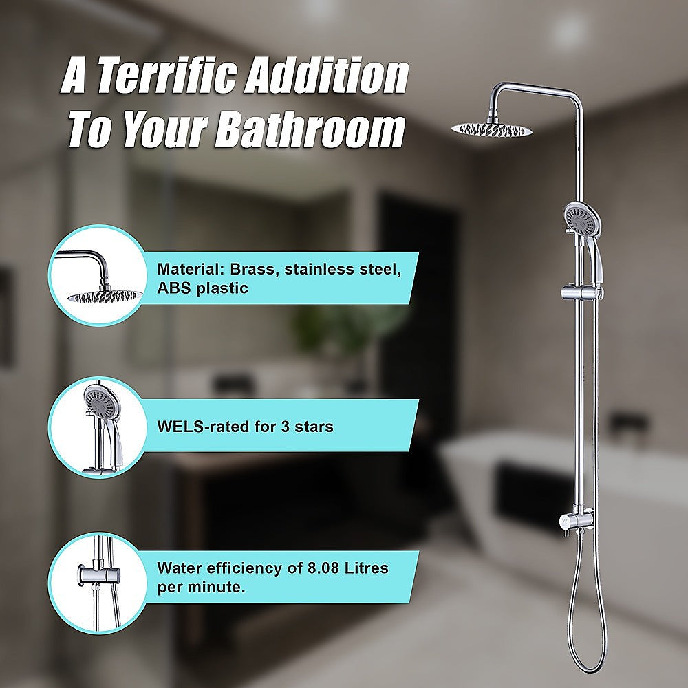 WELS 8 Rain Shower Head Set Rounded Dual Heads Faucet High Pressure Hand Held