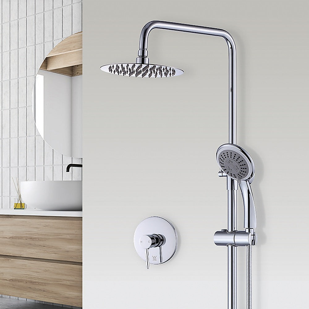 WELS 8 Rain Shower Head Set Rounded Dual Heads Faucet High Pressure With Mixer