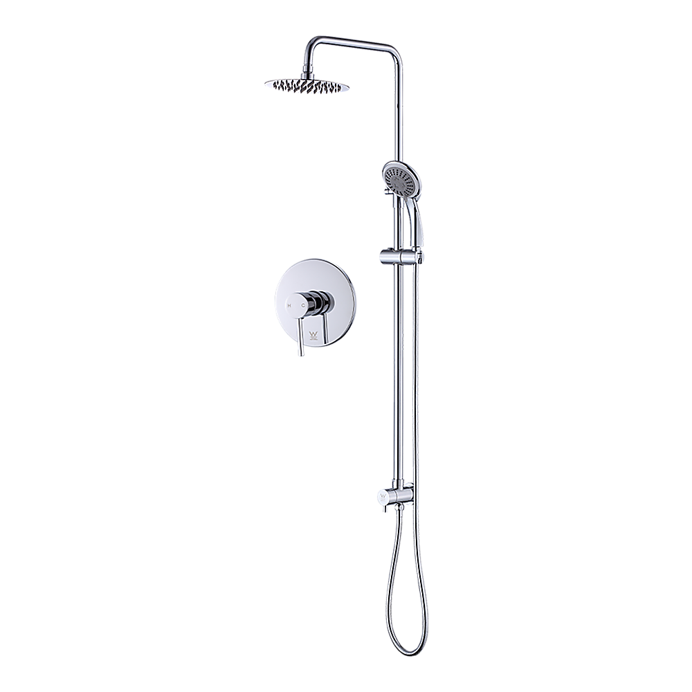 WELS 8 Rain Shower Head Set Rounded Dual Heads Faucet High Pressure With Mixer