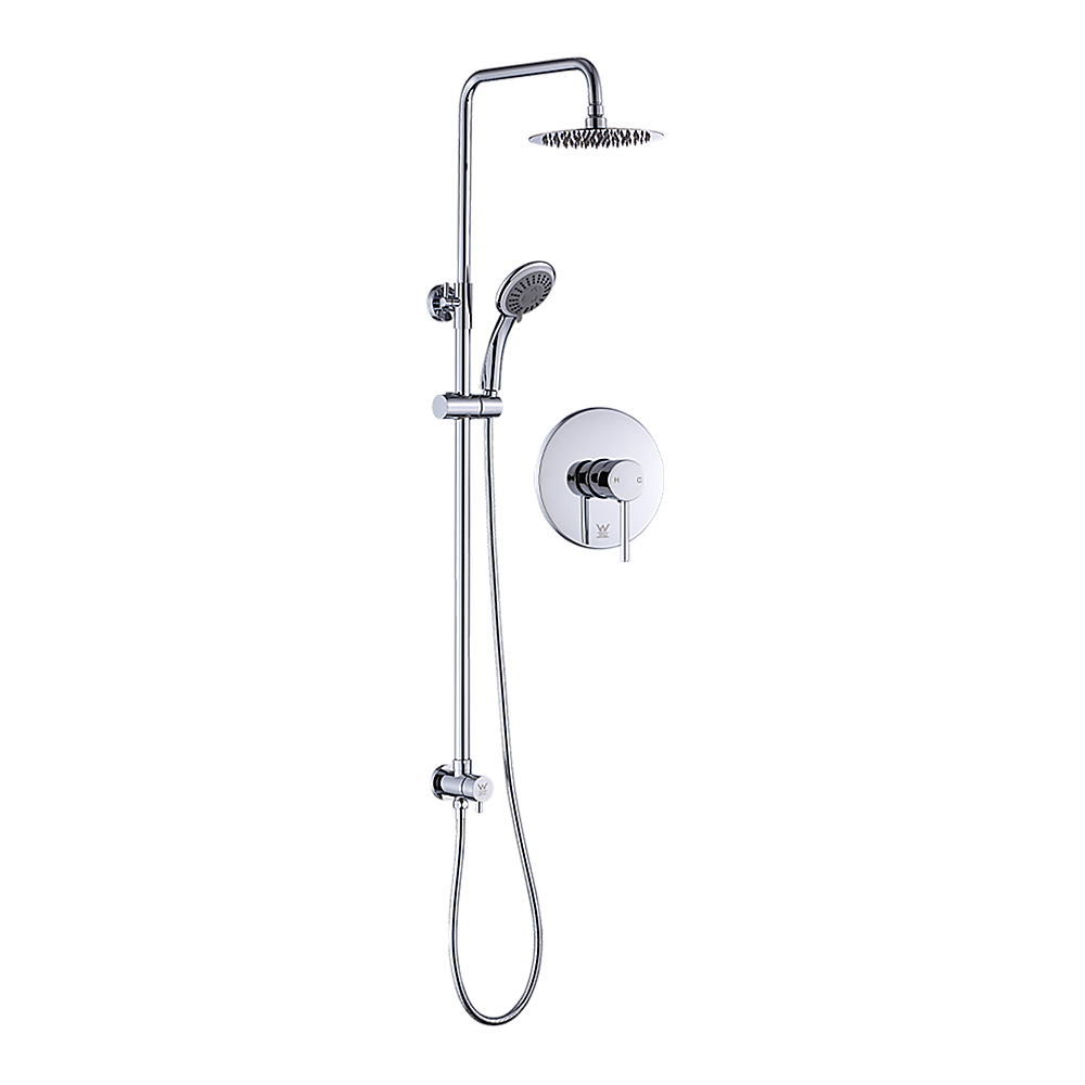 WELS 8 Rain Shower Head Set Rounded Dual Heads Faucet High Pressure With Mixer