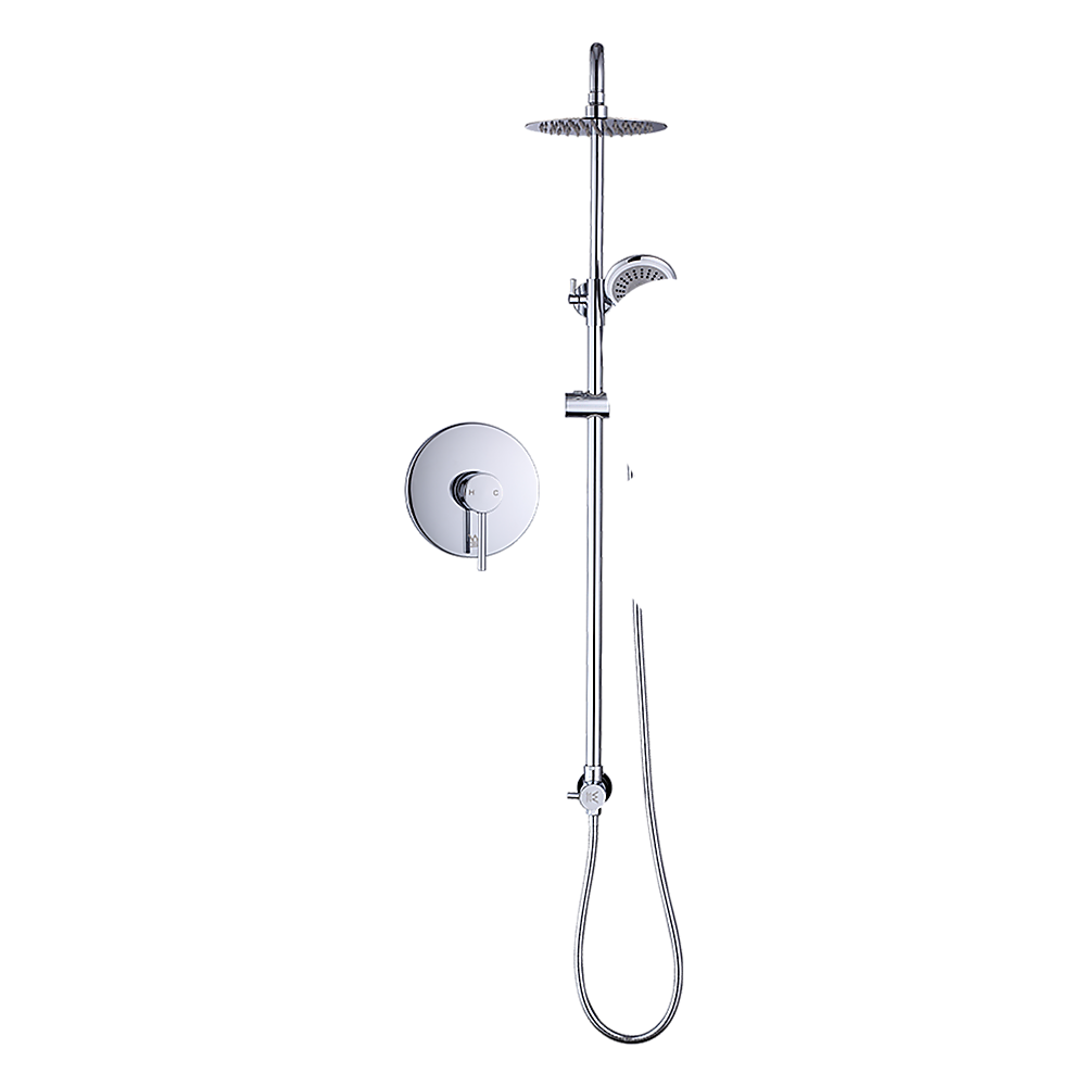 WELS 8 Rain Shower Head Set Rounded Dual Heads Faucet High Pressure With Mixer