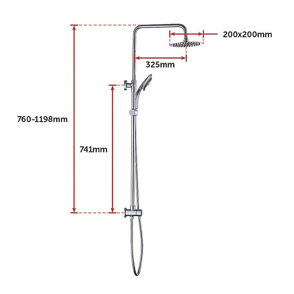 WELS 8 Rain Shower Head Set Rounded Dual Heads Faucet High Pressure With Mixer