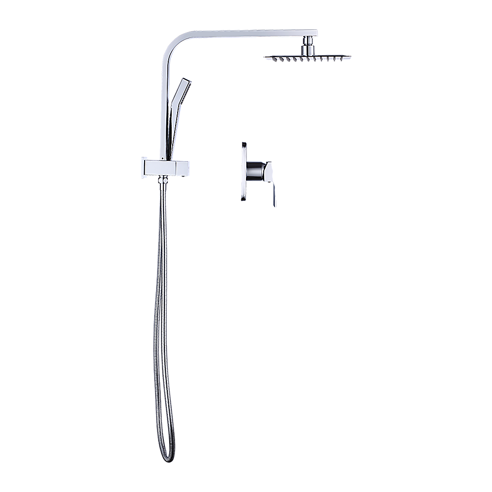 WELS 8 Rain Shower Head Set Square Dual Heads Faucet High Pressure With Mixer