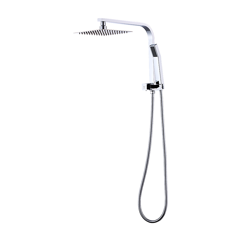 WELS 8 Rain Shower Head Set Square Dual Heads Faucet High Pressure Hand Held