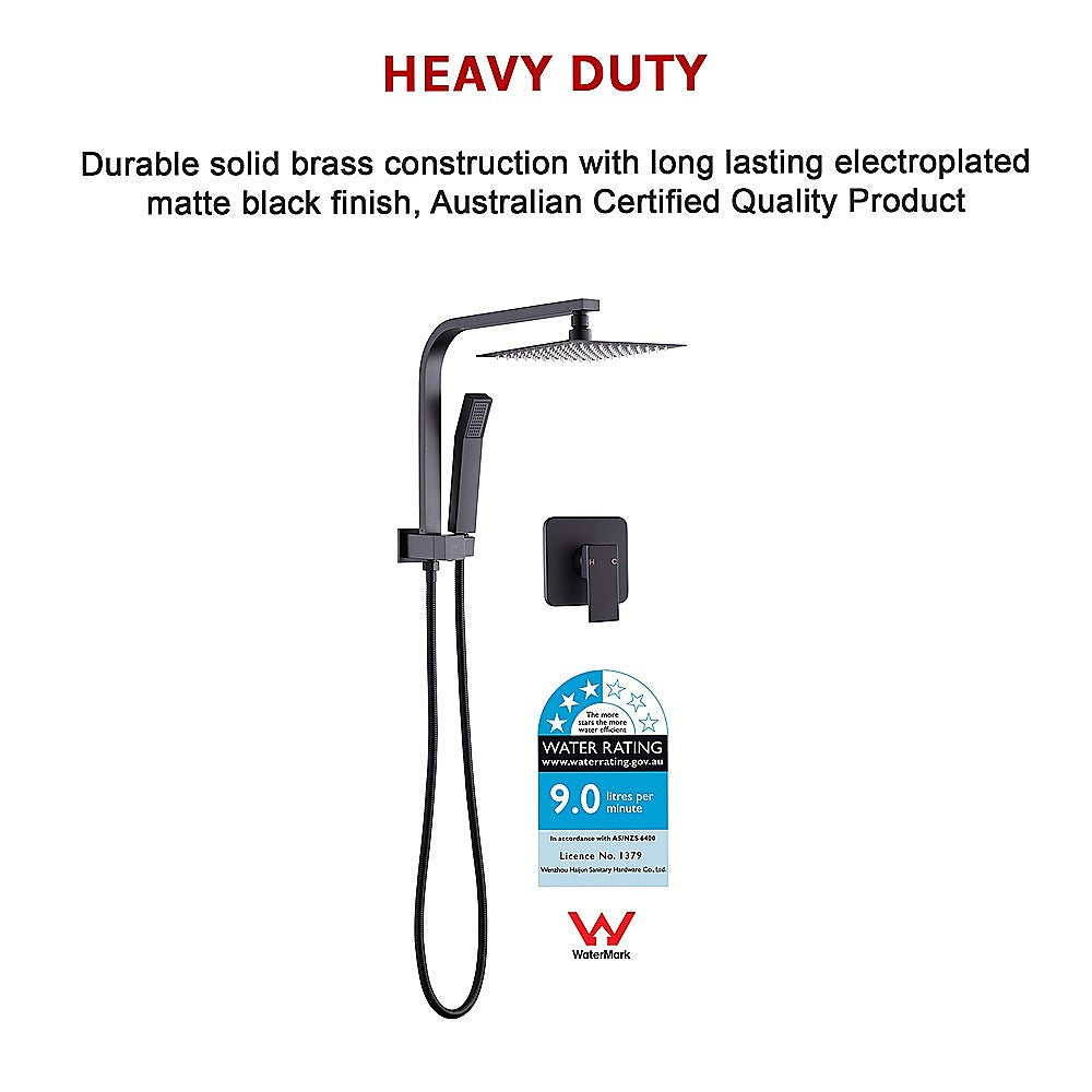 WELS 8 Rain Shower Head Set Square Dual Heads Faucet High Pressure With Mixer