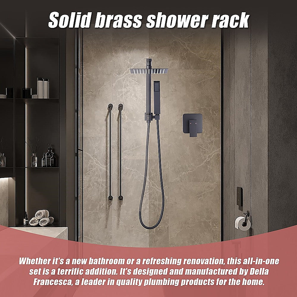 WELS 8 Rain Shower Head Set Square Dual Heads Faucet High Pressure With Mixer