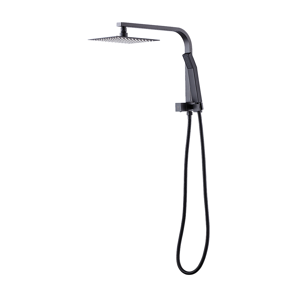 WELS 8 Rain Shower Head Set Square Dual Heads Faucet High Pressure Hand Held