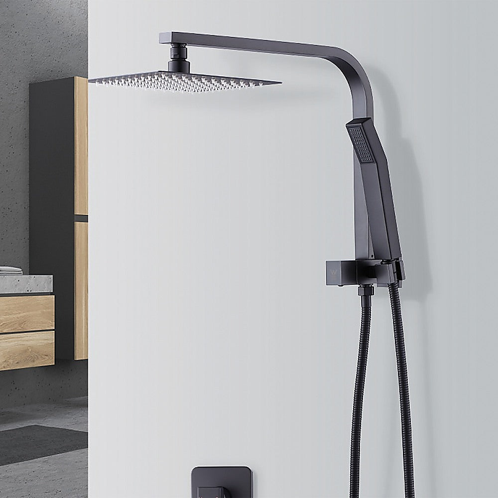 WELS 8 Rain Shower Head Set Square Dual Heads Faucet High Pressure Hand Held