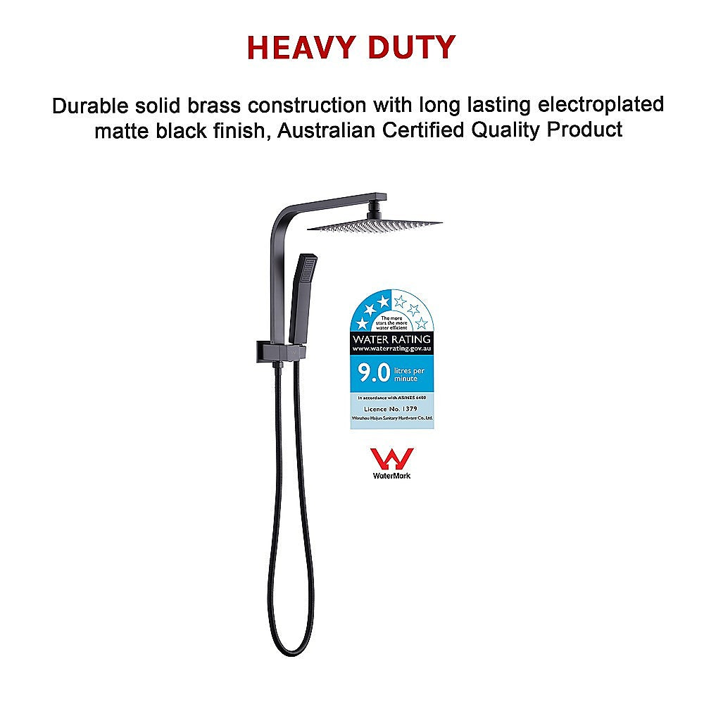 WELS 8 Rain Shower Head Set Square Dual Heads Faucet High Pressure Hand Held