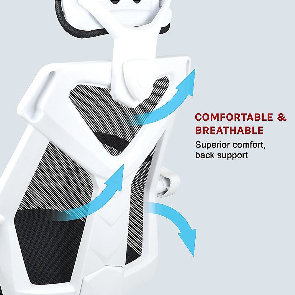 Office Chair – Ergonomic Mesh Back Computer Desk White Chair with Padded Foam Seat