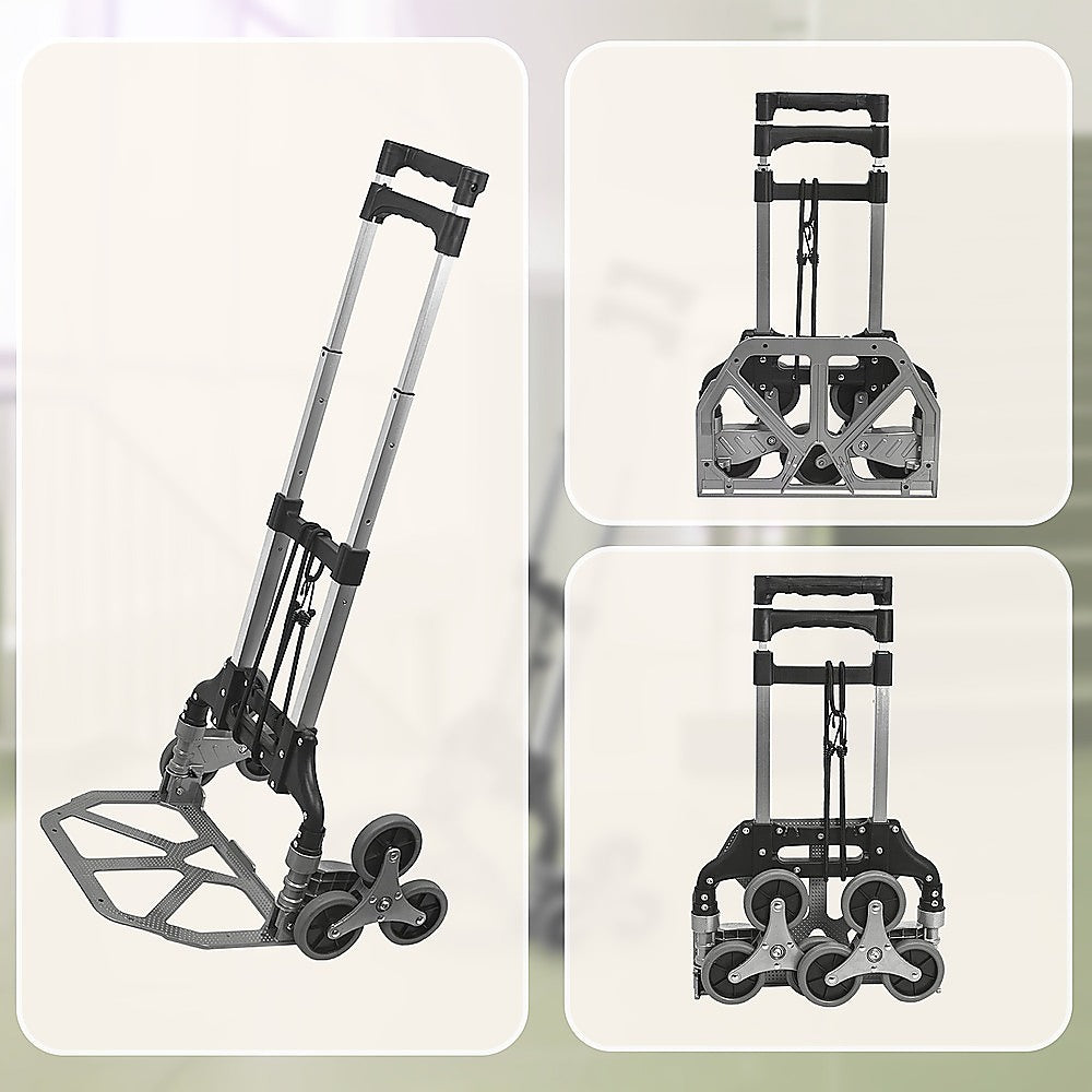 Stair Climbing Trolley 6 Wheels Aluminium Folding Hand Cart Climb Steps