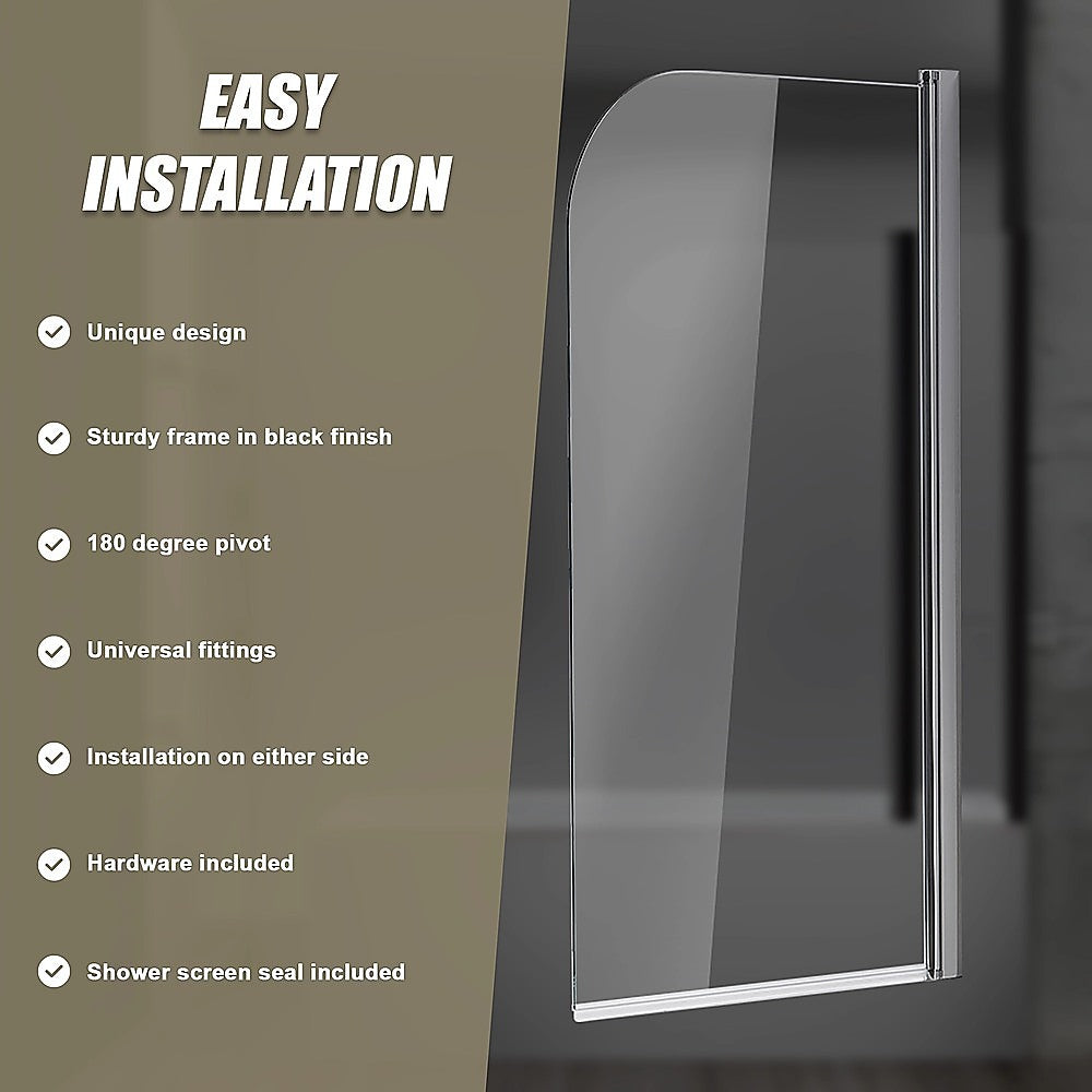 180 Degree Pivot Door 6mm Safety Glass Bath Shower Screen 800x1400mm By Della Francesca