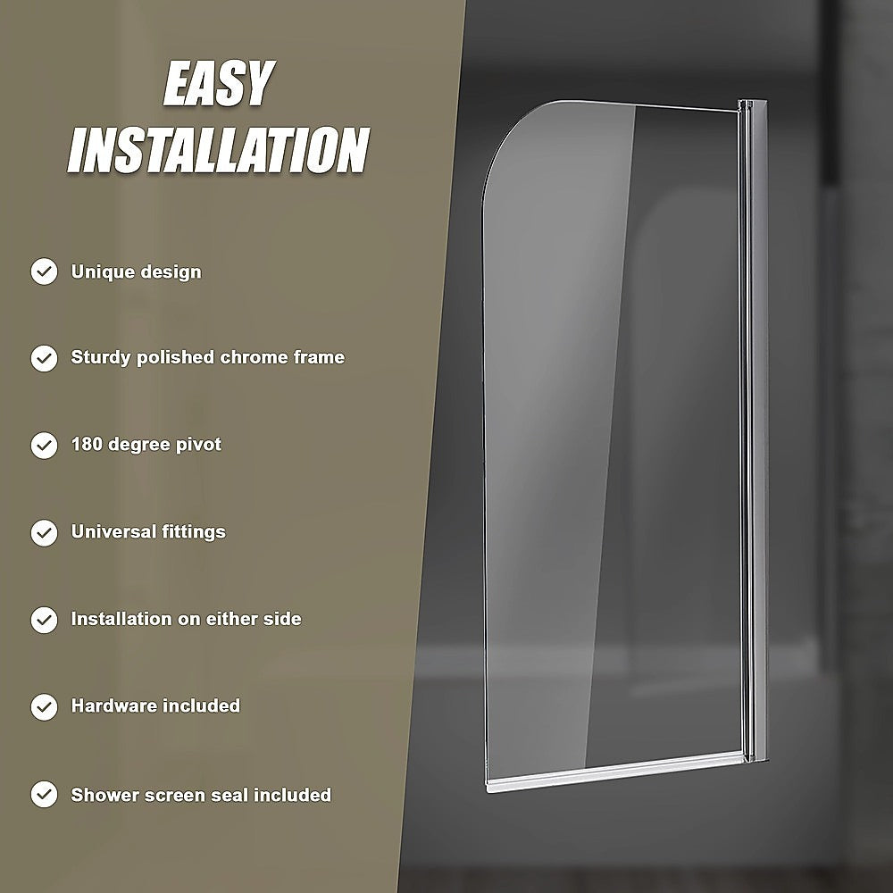 180 Degree Pivot Door 6mm Safety Glass Bath Shower Screen 900x1400mm By Della Francesca