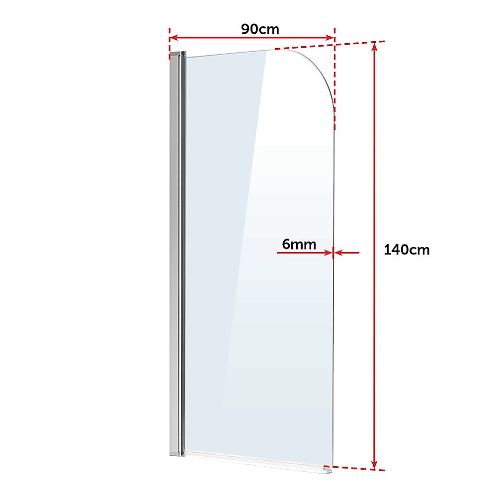 180 Degree Pivot Door 6mm Safety Glass Bath Shower Screen 900x1400mm By Della Francesca