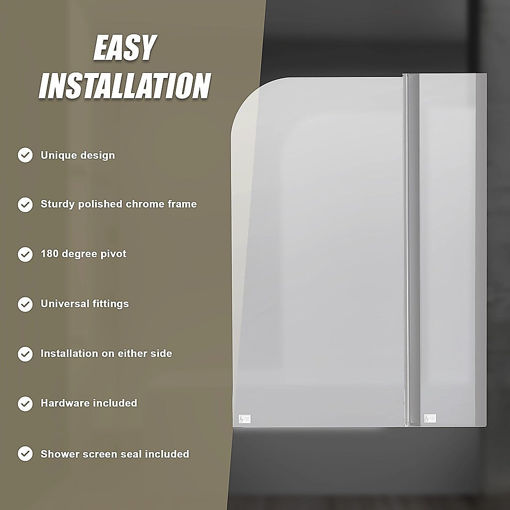 180 Degree Pivot Door 6mm Safety Glass Bath Shower Screen 1200x1400mm By Della Francesca