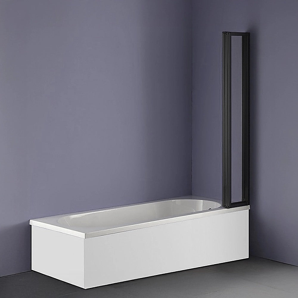 4 Fold Black Folding Bath Shower Screen Door Panel 1000 x 1400mm