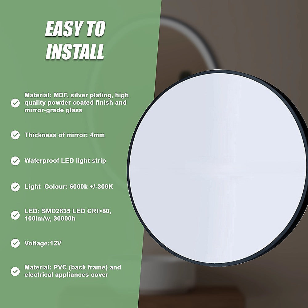 70cm Round Wall Mirror Bathroom Makeup Mirror by Della Francesca