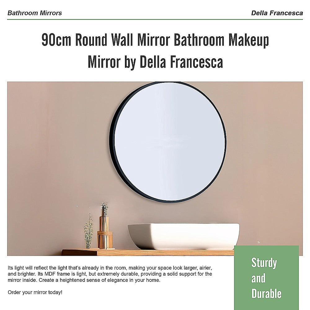 90cm Round Wall Mirror Bathroom Makeup Mirror by Della Francesca