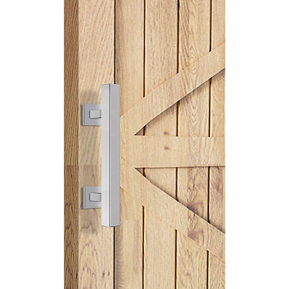 12" Square Pull and Flush Door Handle Set Stainless Steel Barn Door Hardware