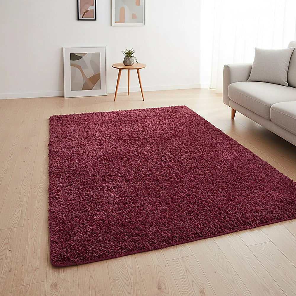 230x160cm Floor Rugs Large Shaggy Rug Area Carpet Bedroom Living Room Mat - Burgundy