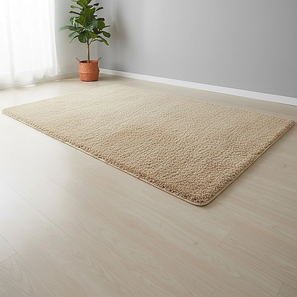 230x160cm Floor Rugs Large Shaggy Rug Area Carpet Bedroom Living Room Mat - Beige