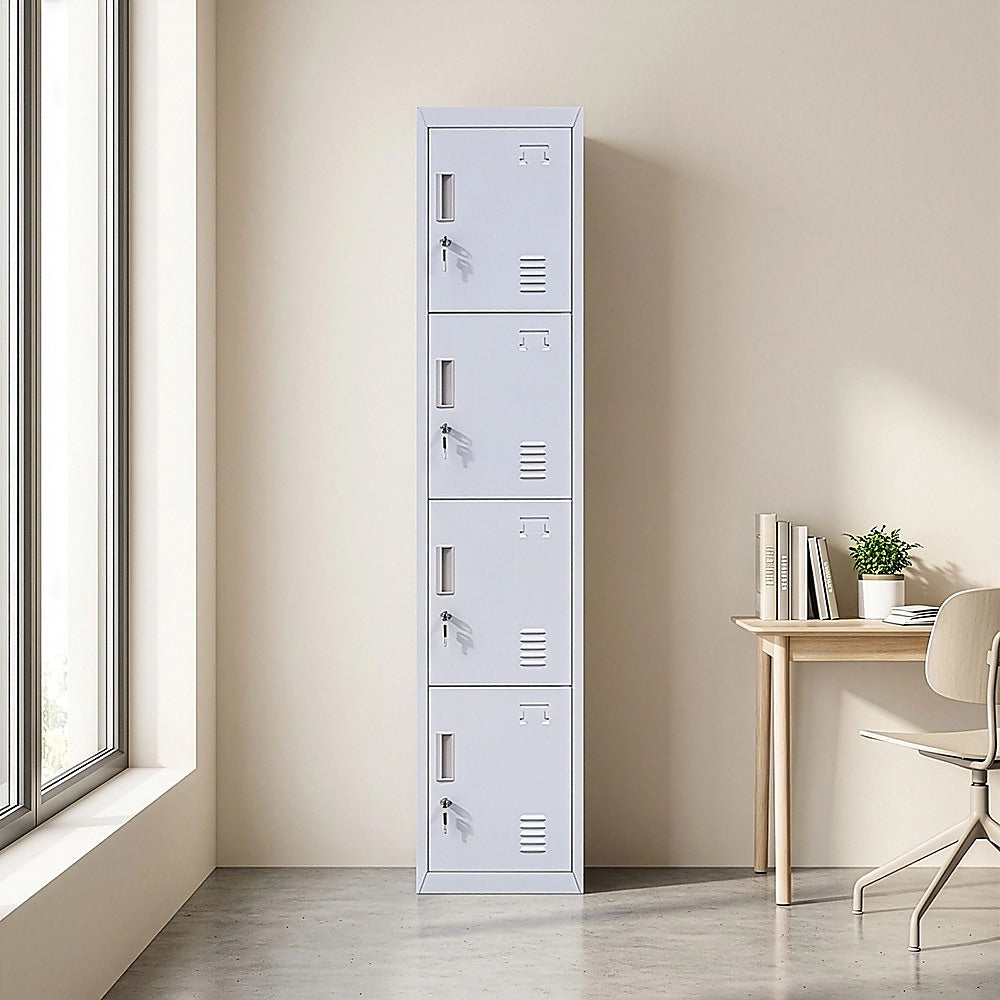 4-Door Vertical Locker for Office Gym Shed School Home Storage