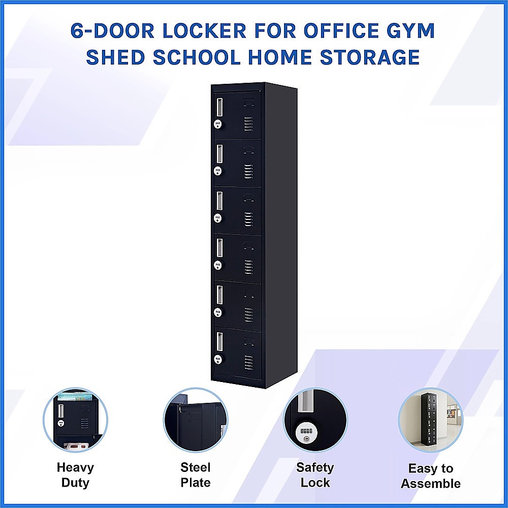6-Door Locker for Office Gym Shed School Home Storage