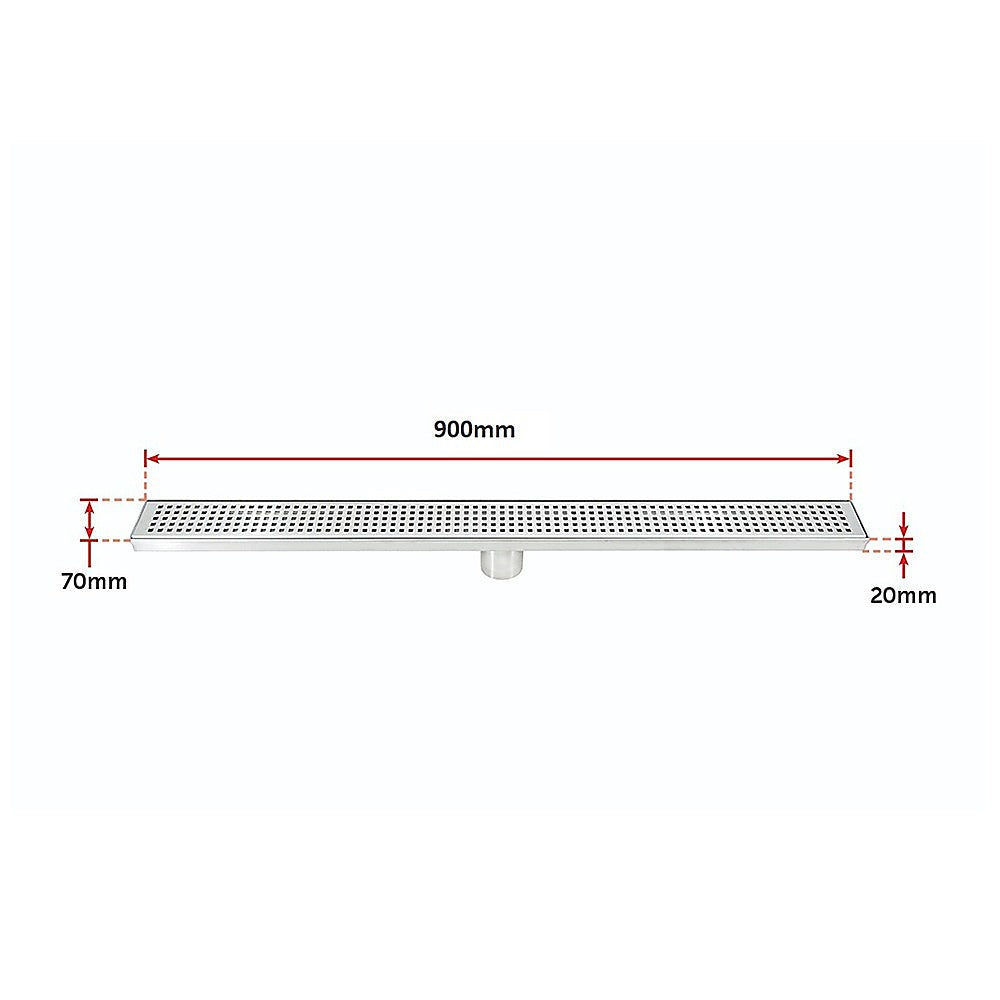 900mm Bathroom Shower Stainless Steel Grate Drain w/Centre outlet Floor Waste Square Pattern