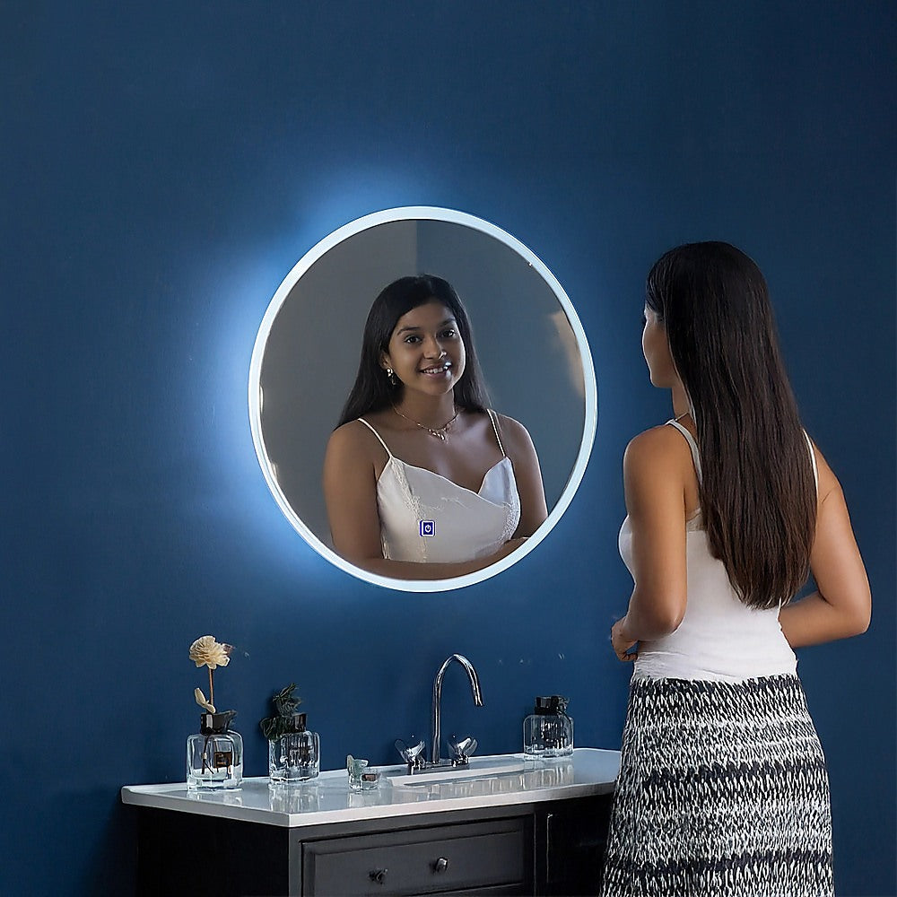 80cm LED Wall Mirror Bathroom Mirrors Light Decor Round