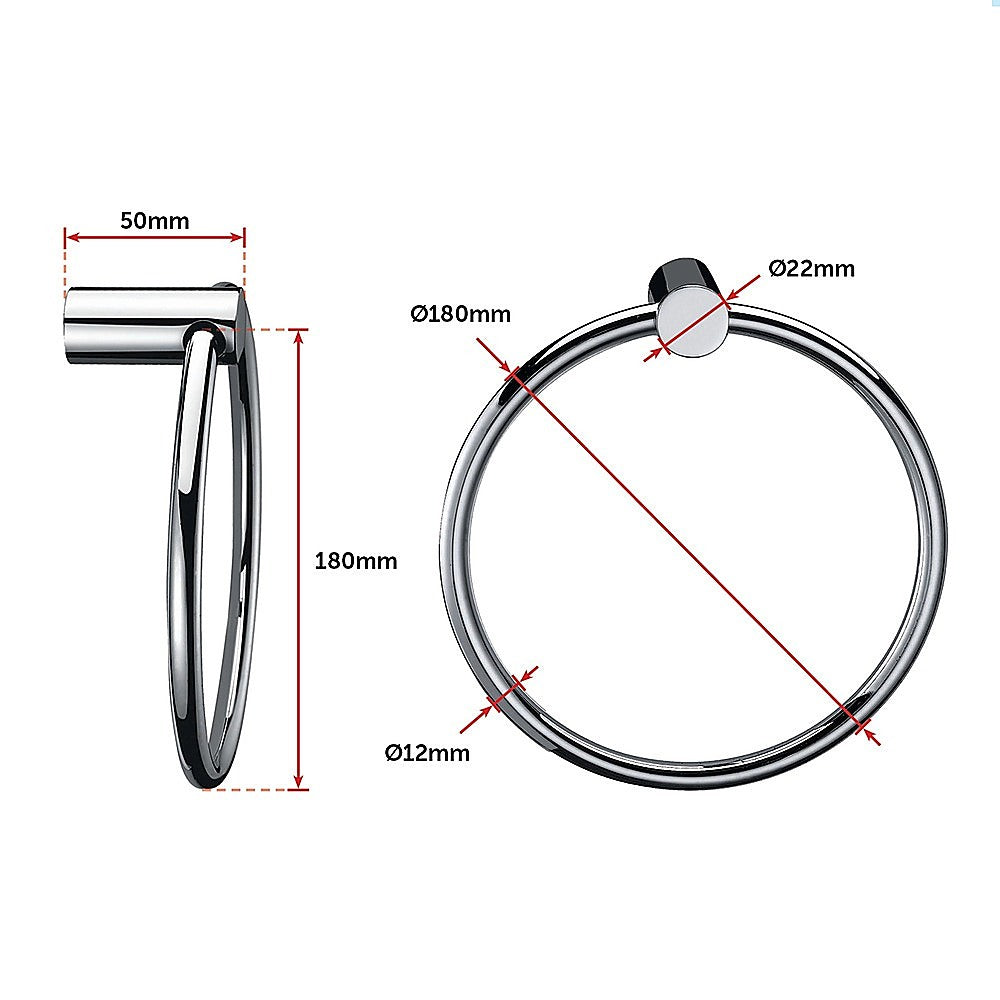 Towel Ring Rail Grade 304 Stainless Steel 18cm