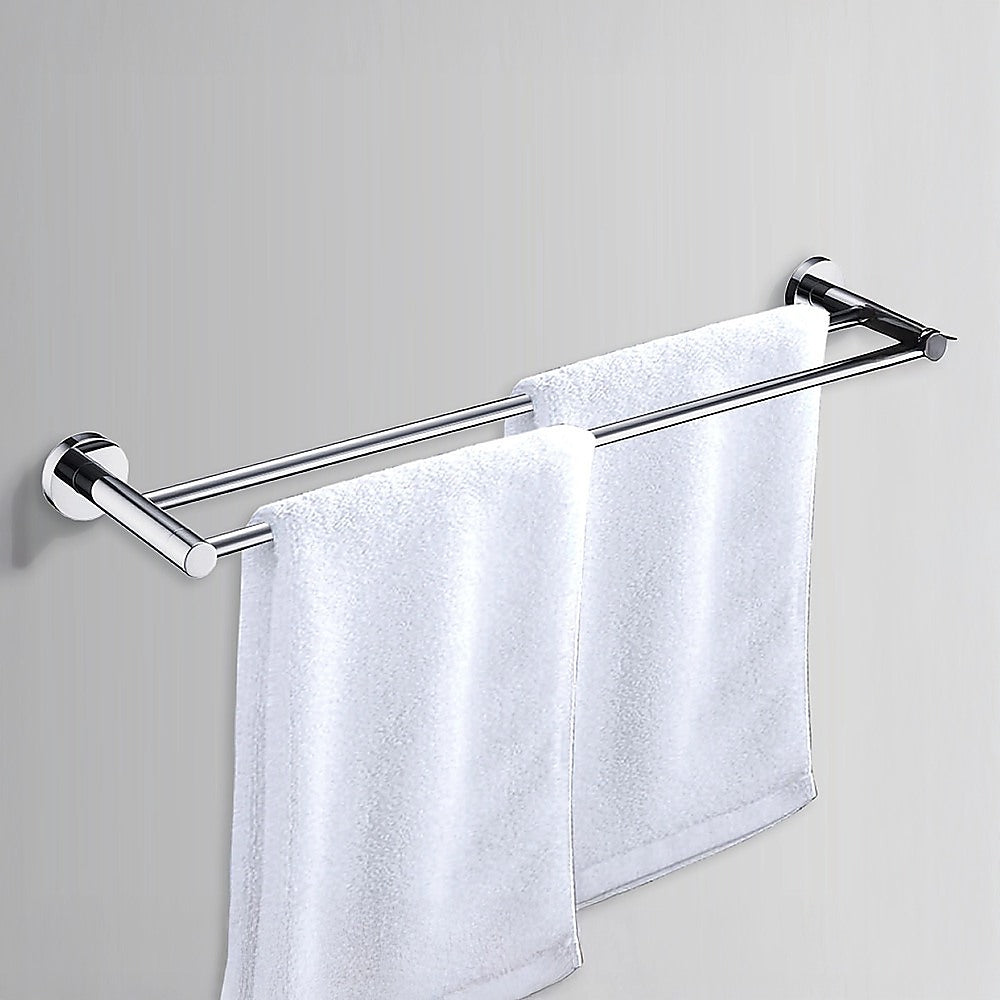 Double Classic Chrome Towel Bar Rail Bathroom