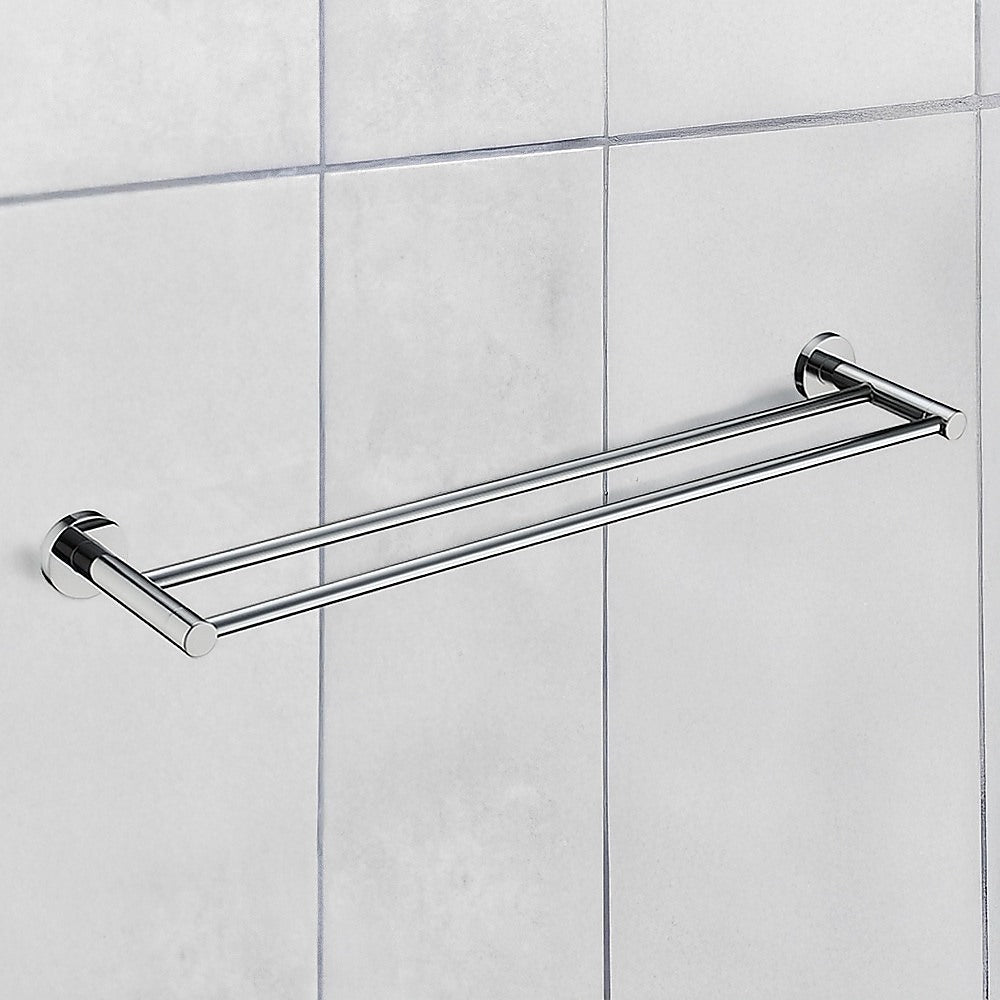 Double Classic Chrome Towel Bar Rail Bathroom