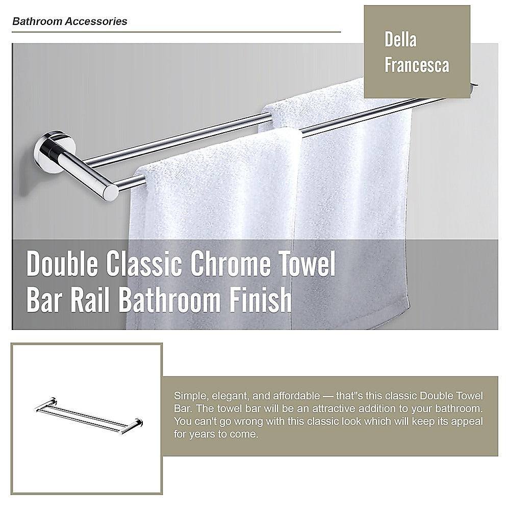 Double Classic Chrome Towel Bar Rail Bathroom