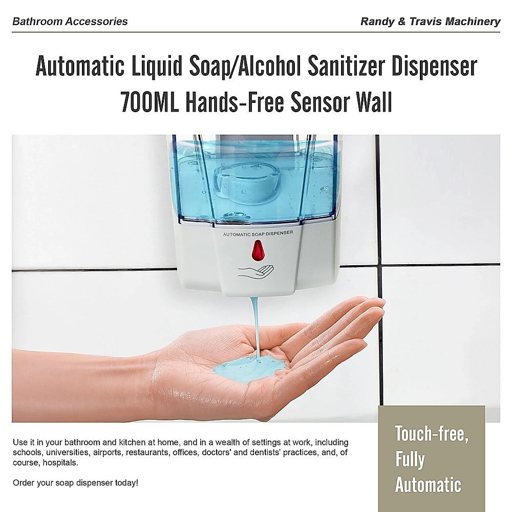 Automatic Liquid Soap/Alcohol Sanitizer Dispenser 700ML Hands-Free Sensor Wall