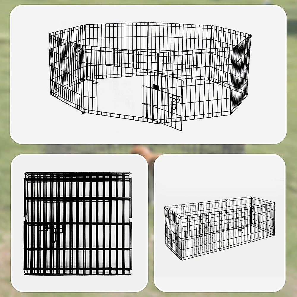 24 8 Panel Pet Dog Playpen Puppy Exercise Cage Enclosure Fence Play Pen