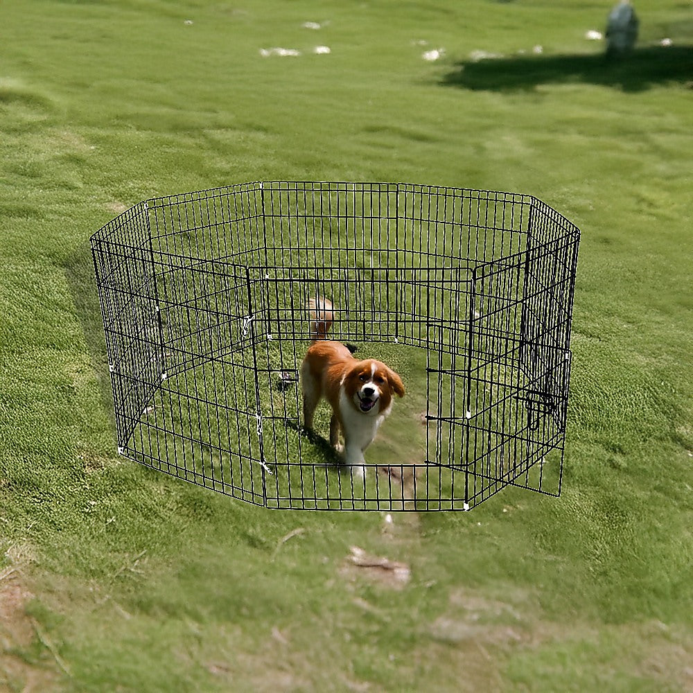 24 8 Panel Pet Dog Playpen Puppy Exercise Cage Enclosure Fence Play Pen
