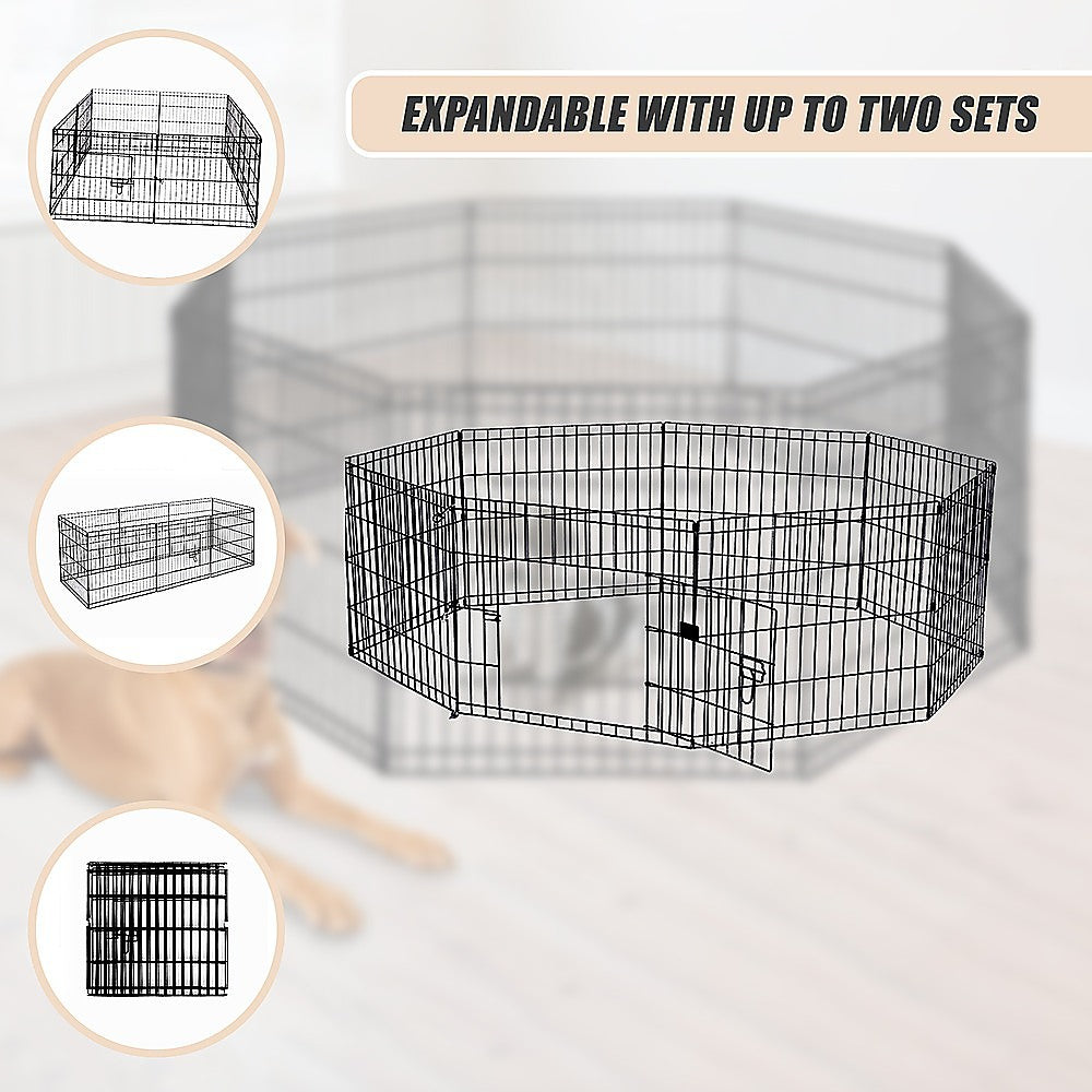 24 8 Panel Pet Dog Playpen Puppy Exercise Cage Enclosure Fence Play Pen