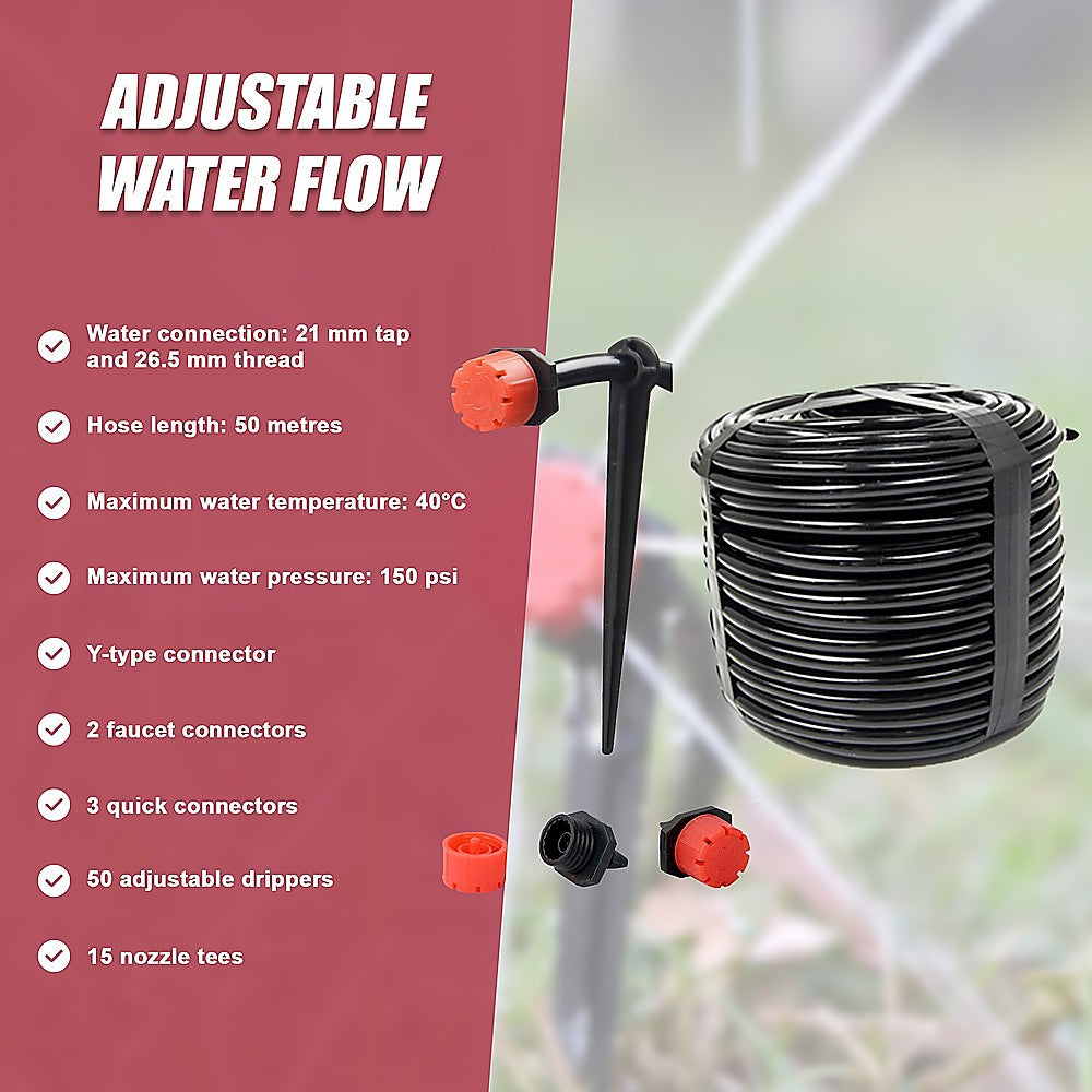 50M Hose Garden Irrigation System Plant Watering DIY Micro Drip Kits